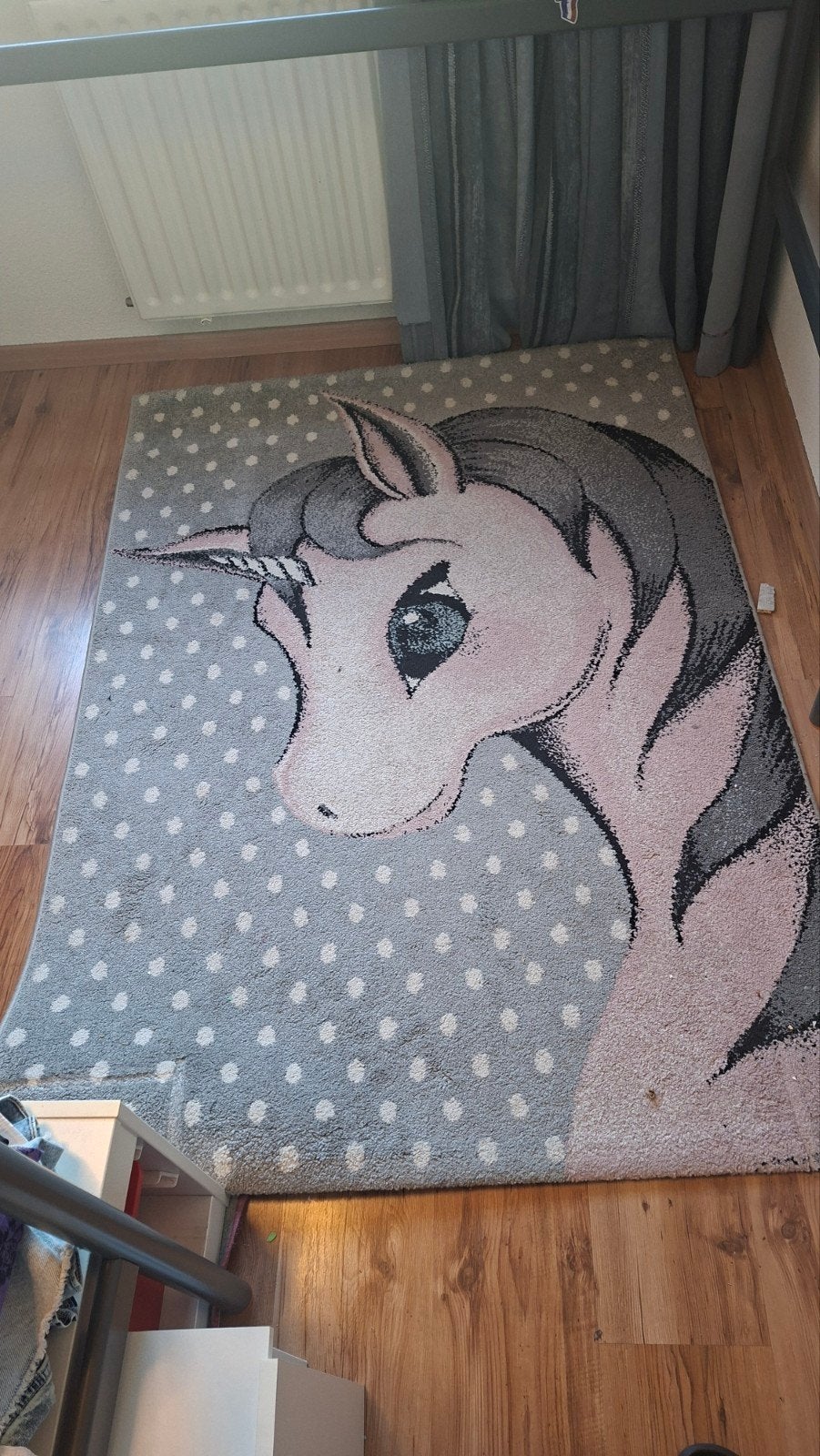 2 Vloerkleden voor Kinderkamer - Eenhoorn & Liefde, Gebruikt, 100 tot 150 cm, Grijs, 150 tot 200 cm