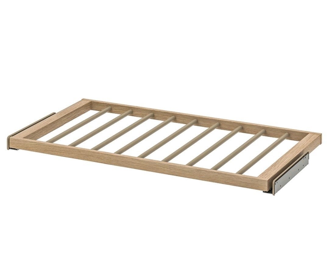 IKEA KOMPLEMENT Uittrekbare broekhanger, eikeneffect, Nieuw, 50 tot 100 cm, Minder dan 100 cm, Modern