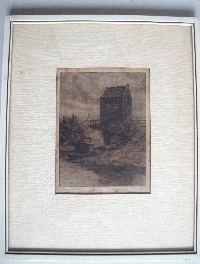 Gerard Gerrits - (1893-1959) - Sluisje te Ooy - ets -, Ophalen of Verzenden, Landschap, Ets, 1900 - 1949