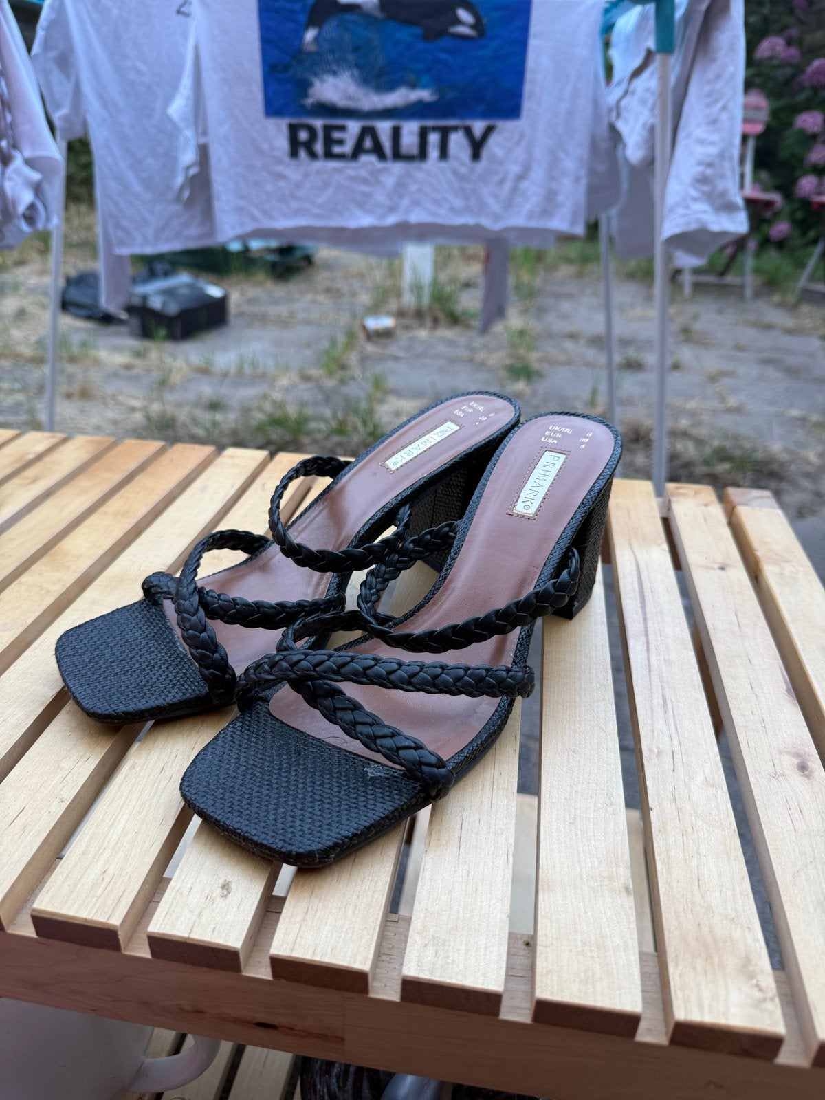 Zwarte sandalen met gevlochten bandjes - Primark, Ophalen of Verzenden, Zo goed als nieuw, Zwart, Sandalen of Muiltjes
