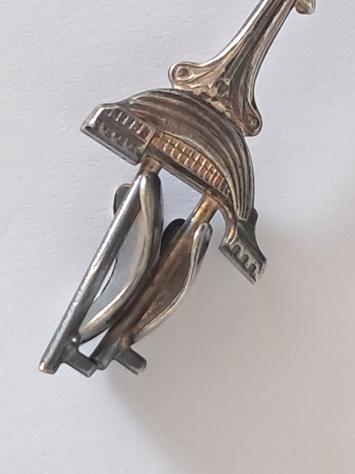 Antieke zilveren lepel met 3D scheepsdecoratie, Ophalen of Verzenden