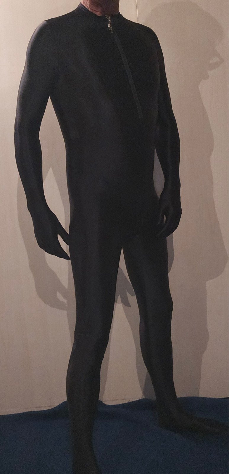 Zwart glanzend lycra catsuit met rits, Verzenden, Nieuw, Onbekend