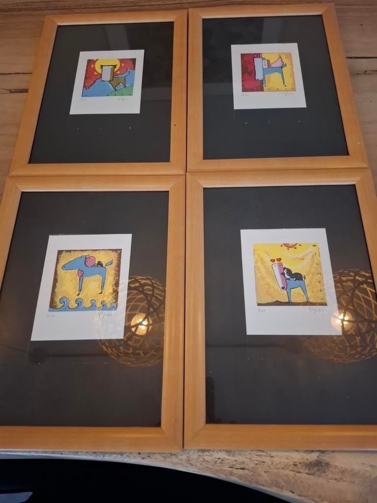 Set van 4 ingelijste kunstprints - gesigneerd door Wilhelm, Antiek en Kunst, Kunst | Schilderijen | Klassiek, Ophalen
