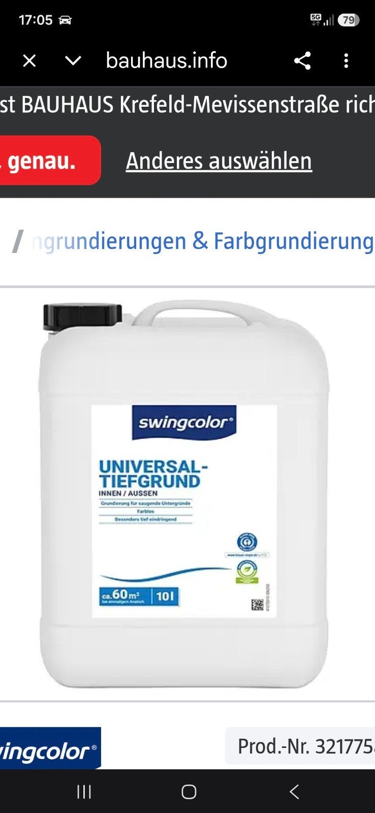 Swingcolor Universal Tiefengrund 9 liter  1week oud., Overige kleuren, 5 tot 10 liter, Ophalen of Verzenden, Verf