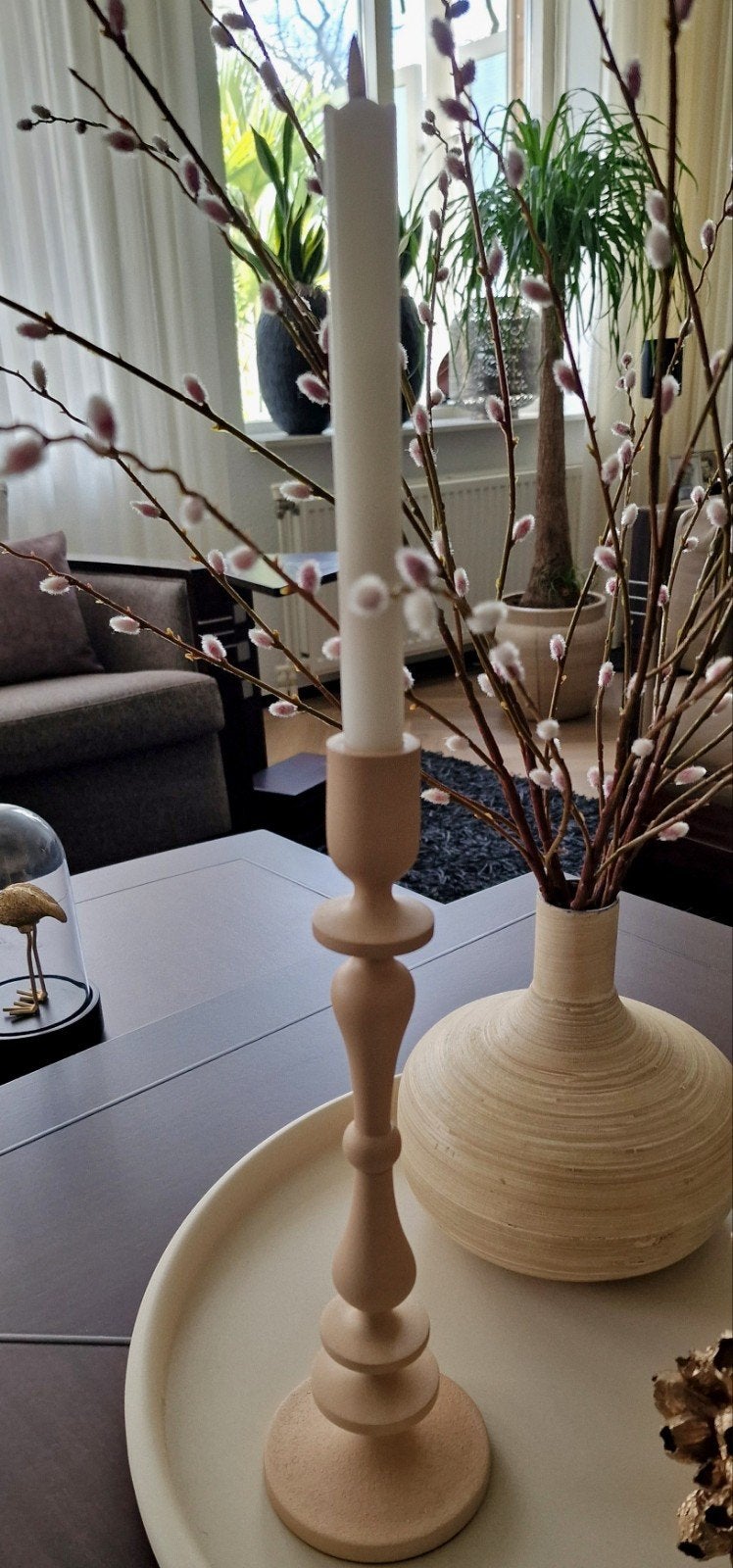 Nieuwe Light&Living Kandelaar Metaal Donker mat Beige 35 cm, Beige, Nieuw, Ophalen of Verzenden, Metaal