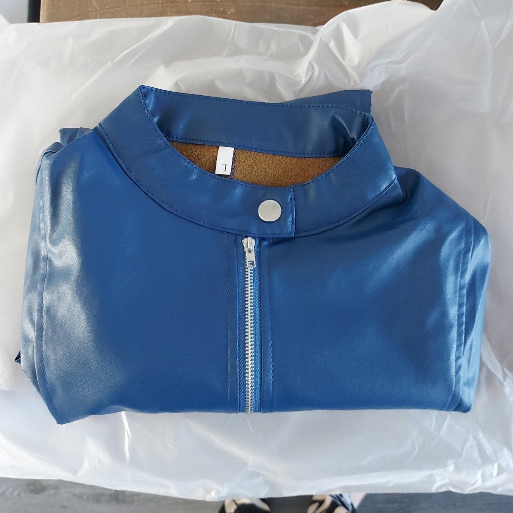 Leren jasje (nepleer), Blauw, Nieuw, Ophalen of Verzenden, Jasje