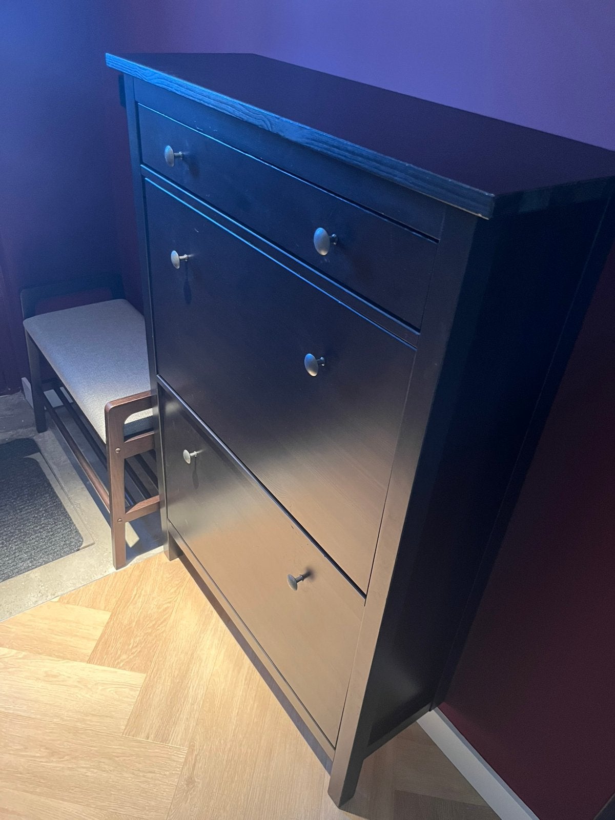 Zwart schoenenkast / Black shoe cabinet, Ophalen, Gebruikt