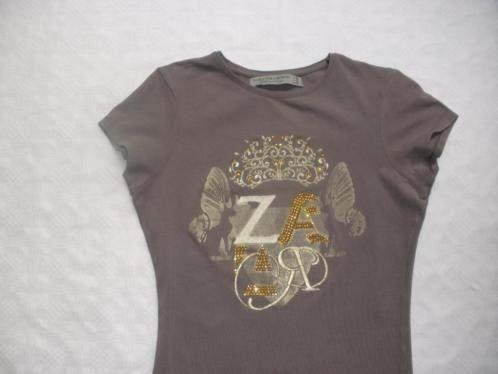 taupekleurig t-shirtje van Zara, maat S (qwe), Bruin, Ophalen of Verzenden, Zo goed als nieuw, Korte mouw