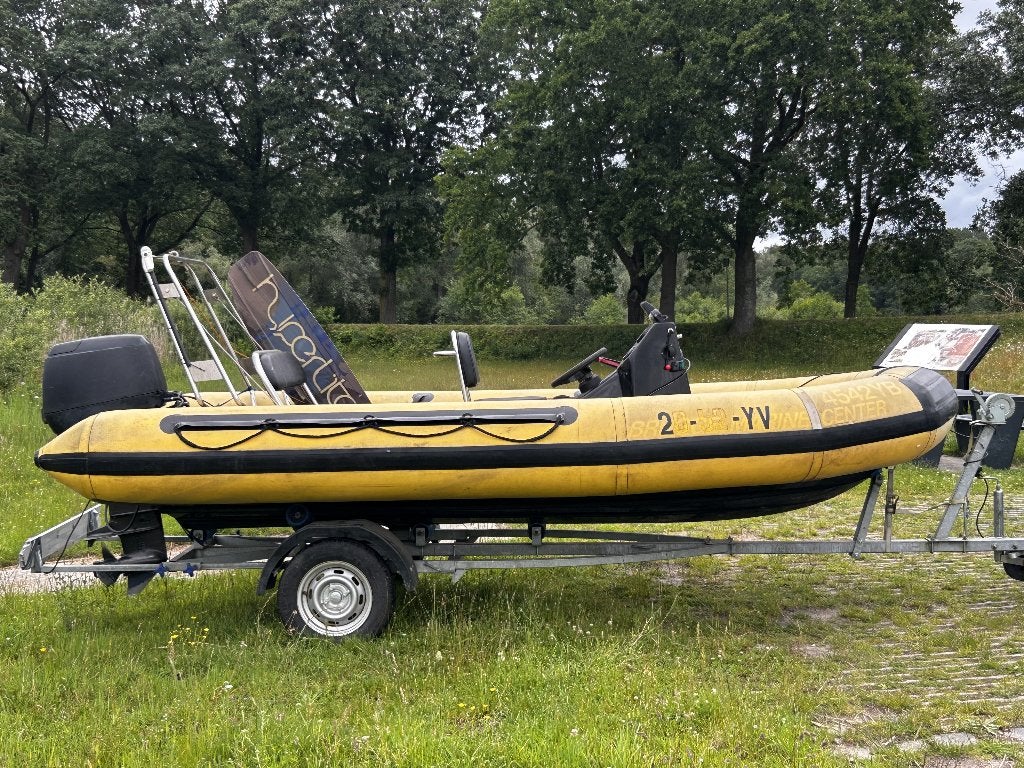 Hypalon Rib 500 DF50 Suzuki 4 takt injectie DEFECT + trailer, Watersport en Boten, Rubberboten, Gebruikt, Afdekzeil, 5 m, 50 pk