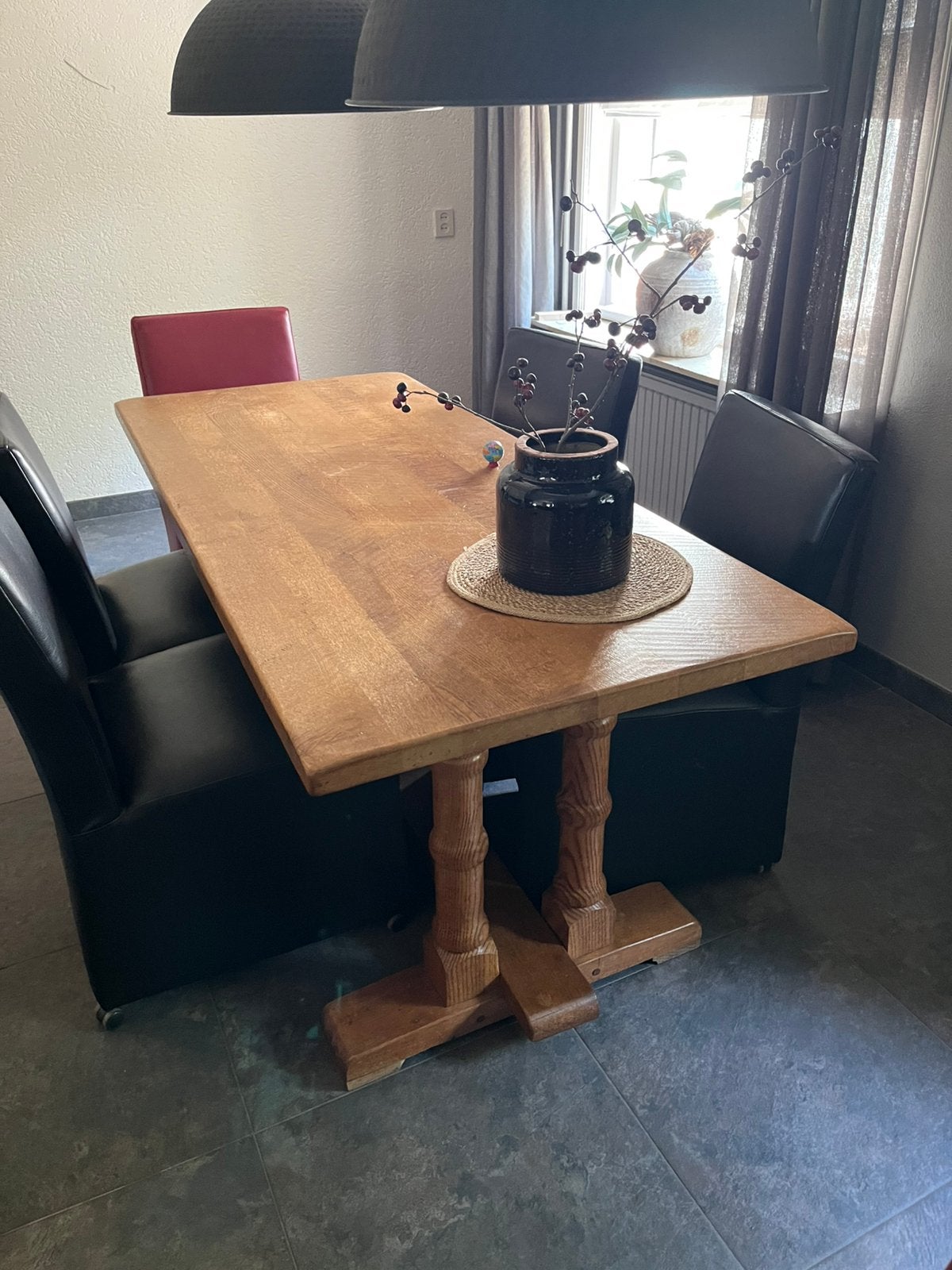 Eettafel met 6 verrijdbare stoelen, Ophalen, Zo goed als nieuw, 4 tot 6 stoelen