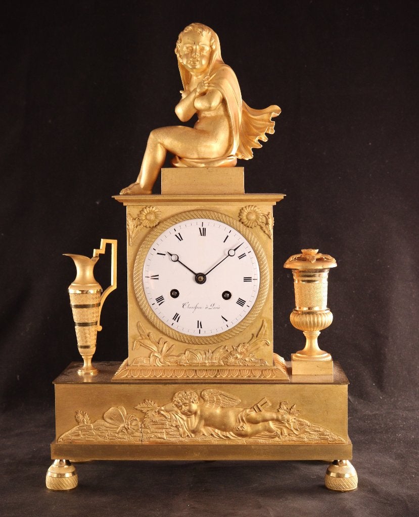 Vergulde antieke Directoire pendule, Ophalen of Verzenden