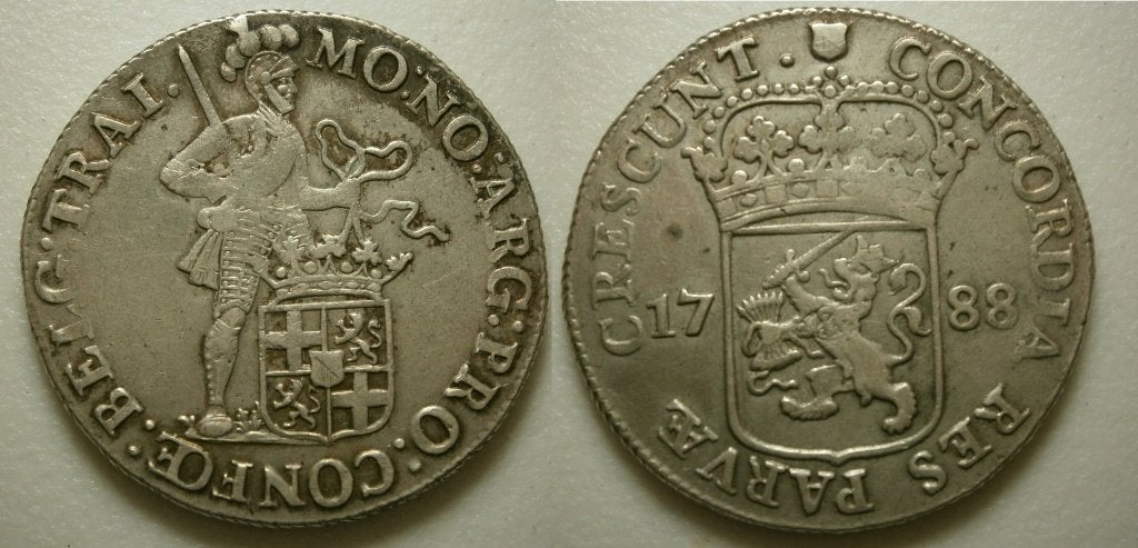 PD70331 Utrecht Dukaat 1788 zilver kabelrand - Zeldzaam, Postzegels en Munten, Munten | Nederland, Vóór koninkrijk, Zilver, Ophalen of Verzenden