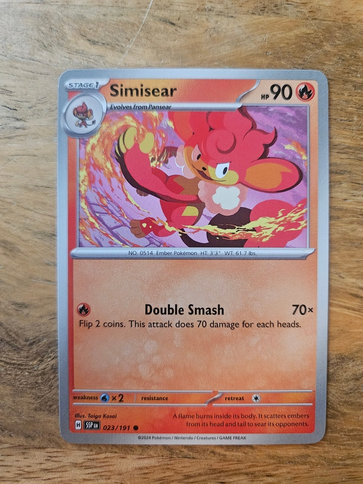 Simisear Pokémon Kaart 023/191 (Stage 1, 90 HP), Ophalen of Verzenden, Zo goed als nieuw, Losse kaart