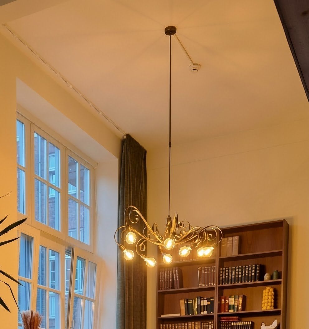 Hanglamp Curlie zwart/goud gepatineerd inclusief 8lichts