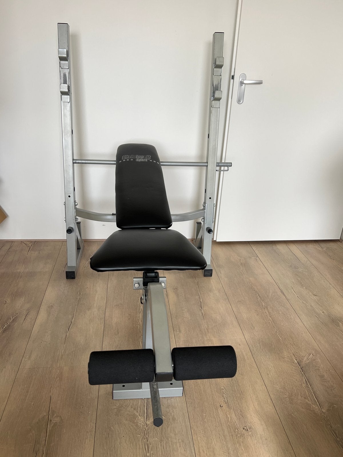 Christopeit Sport Fitnessbank met haltersteunen, Sport en Fitness, Ophalen, Gebruikt, Borst, Fitnessbank