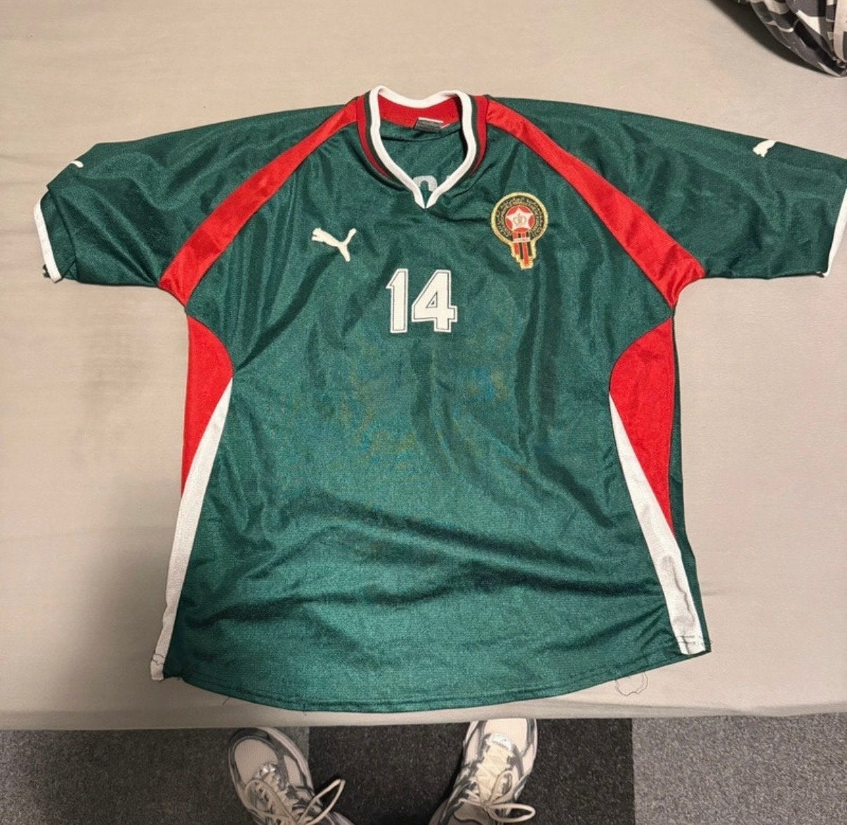 Vintage Marokko Puma Voetbalshirt Maat L, Kleding | Heren, Ophalen of Verzenden, Gedragen, Maat 52/54 (L), Groen
