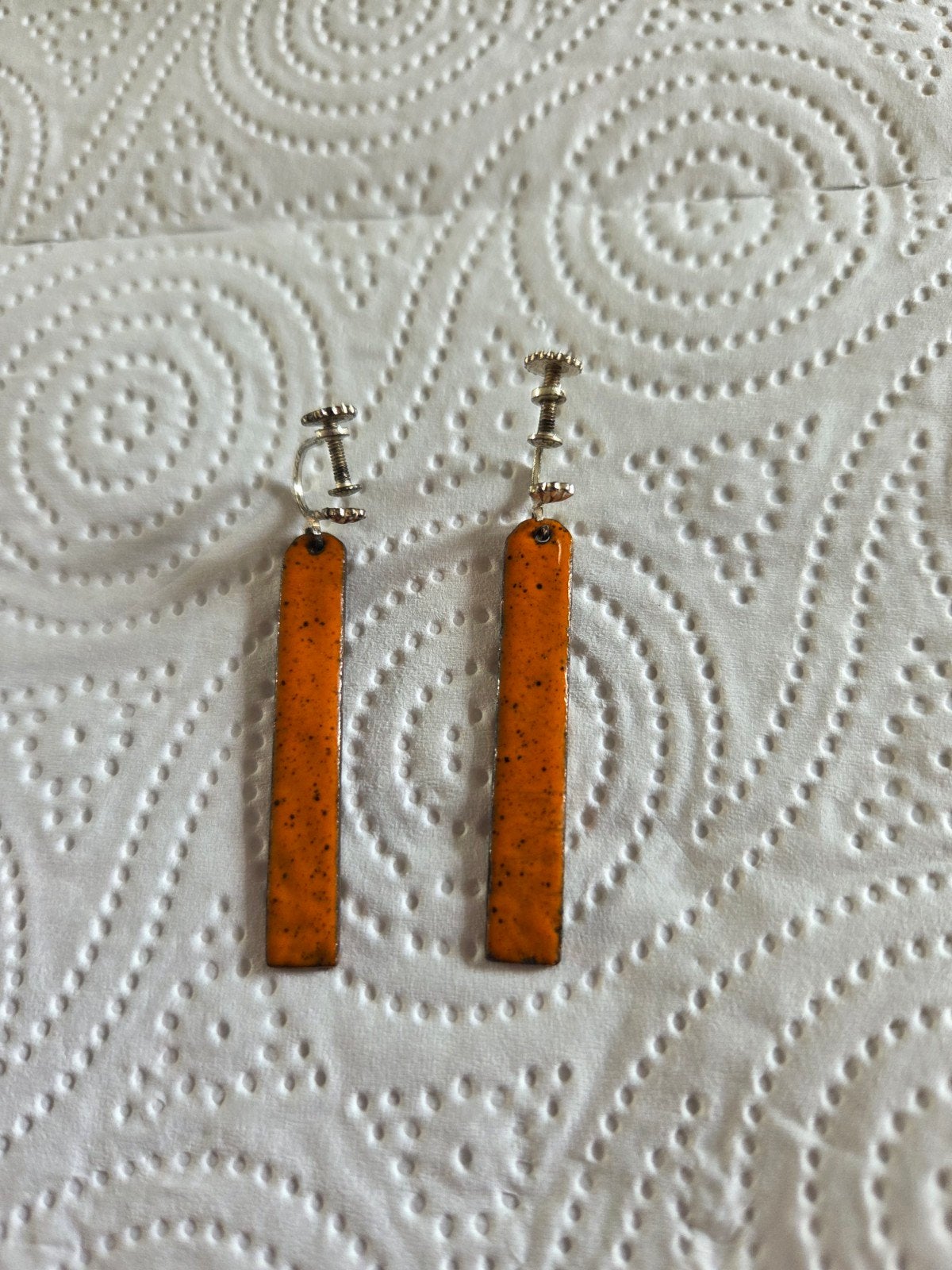 Vintage Deense design Mid -Century Denmark oorbellen, Sieraden, Tassen en Uiterlijk, Oorbellen, Ophalen of Verzenden, Oranje, Overige materialen
