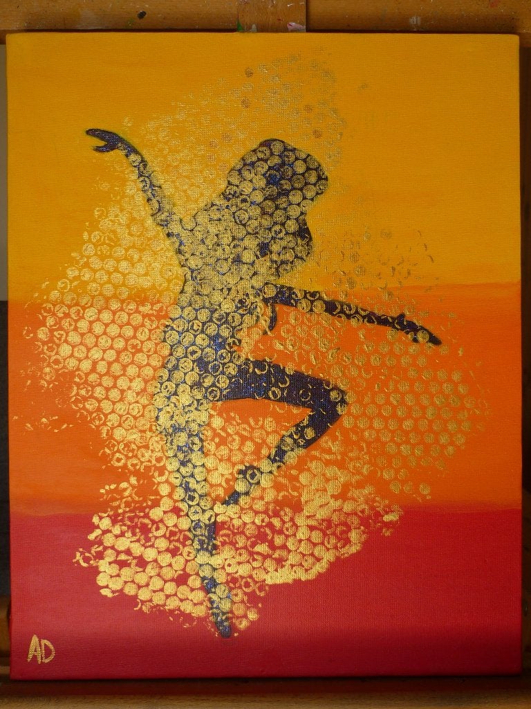 Danseres, Antiek en Kunst, Kunst | Schilderijen | Modern, Handgeschilderd, Ophalen of Verzenden, Textiel, Figuren