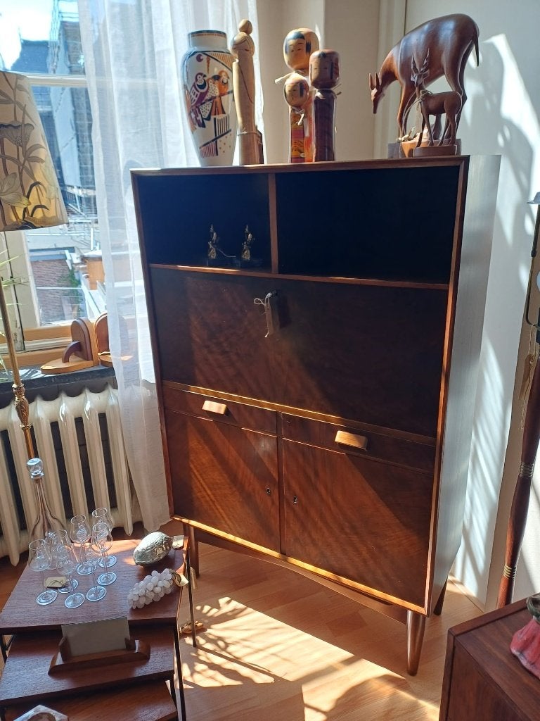 Mid-century palissander secretaire / wandkast (jaren 60), Ophalen, Zo goed als nieuw, Midcentury Modern