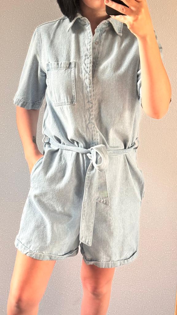 dames jumpsuit denim, Kleding | Dames, Jumpsuits, Ophalen of Verzenden, Zo goed als nieuw, Maat 38/40 (M), Blauw