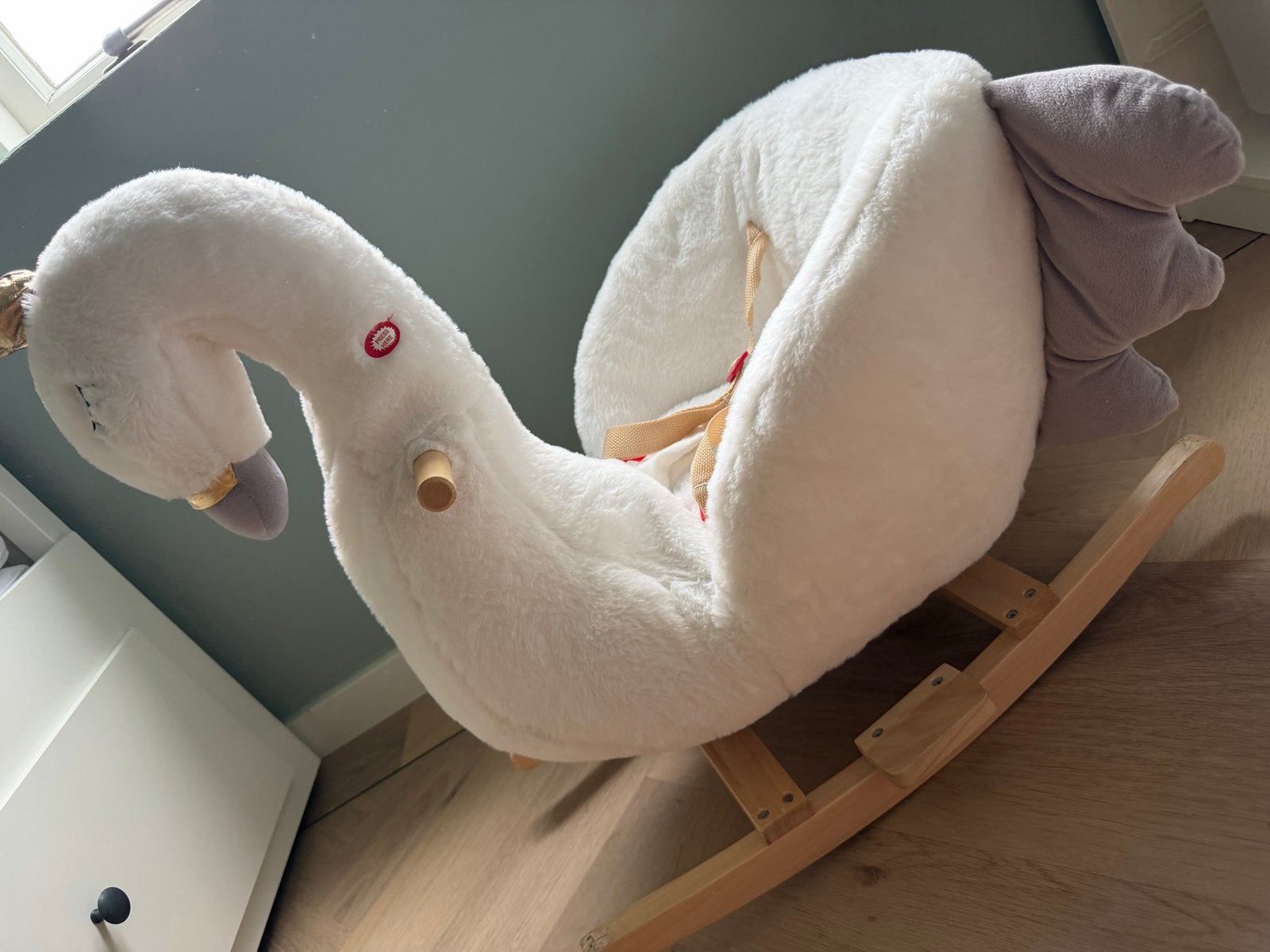 Mamalies Zoë witte zwaan hobbelpaard voor baby's, Ophalen, Zo goed als nieuw, Overige typen