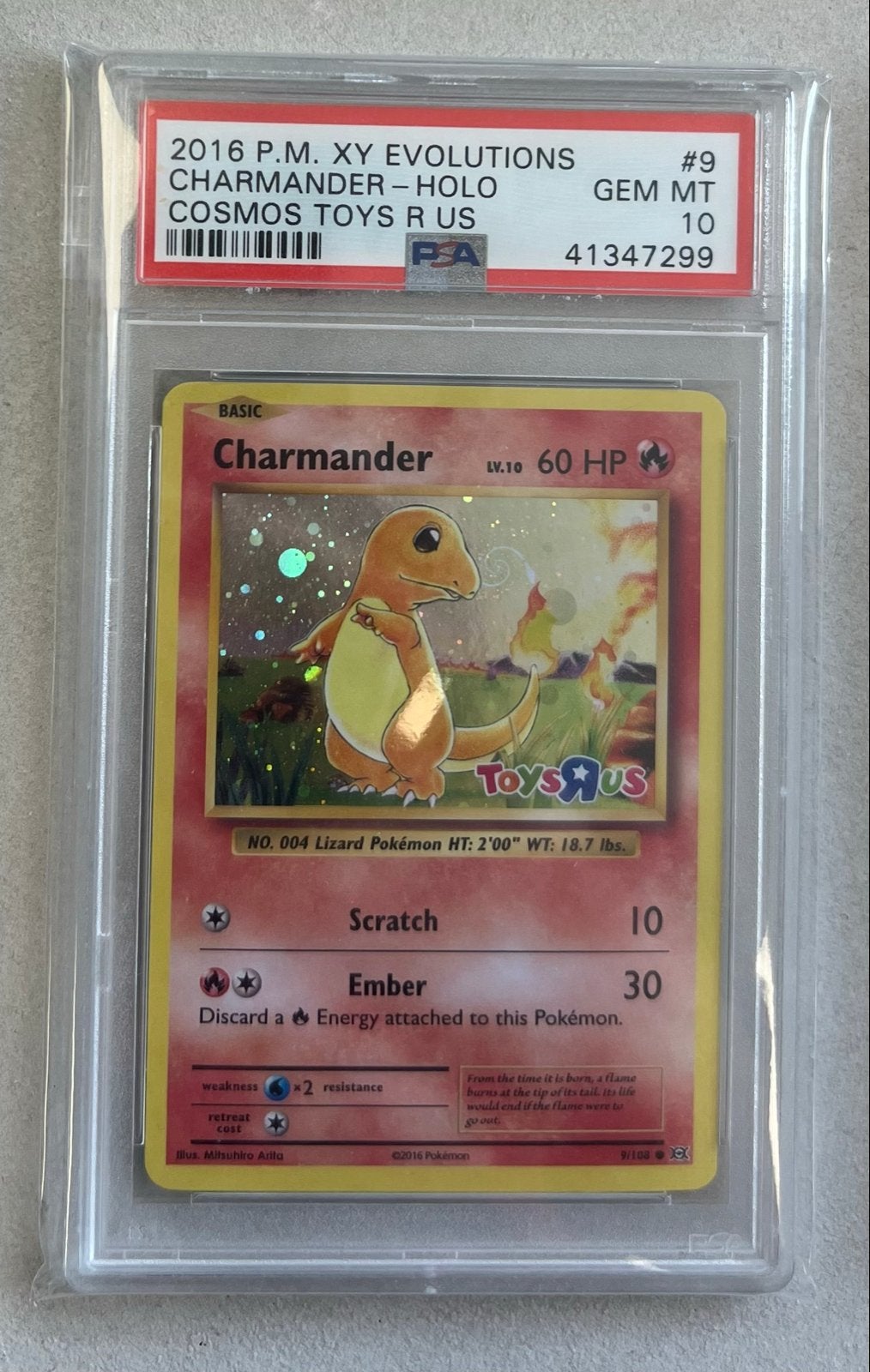 Charmander 9/108 - Swirl - Toys R Us Promo - PSA 10, Ophalen of Verzenden, Nieuw, Losse kaart, Foil