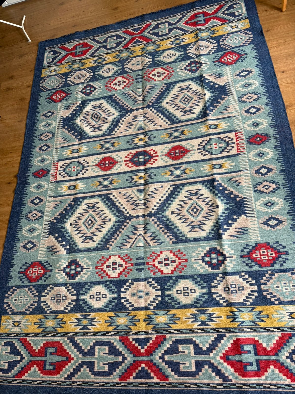 Kelim vloerkleed 2x3, Blauw, 200 cm of meer, Ophalen of Verzenden, Zo goed als nieuw