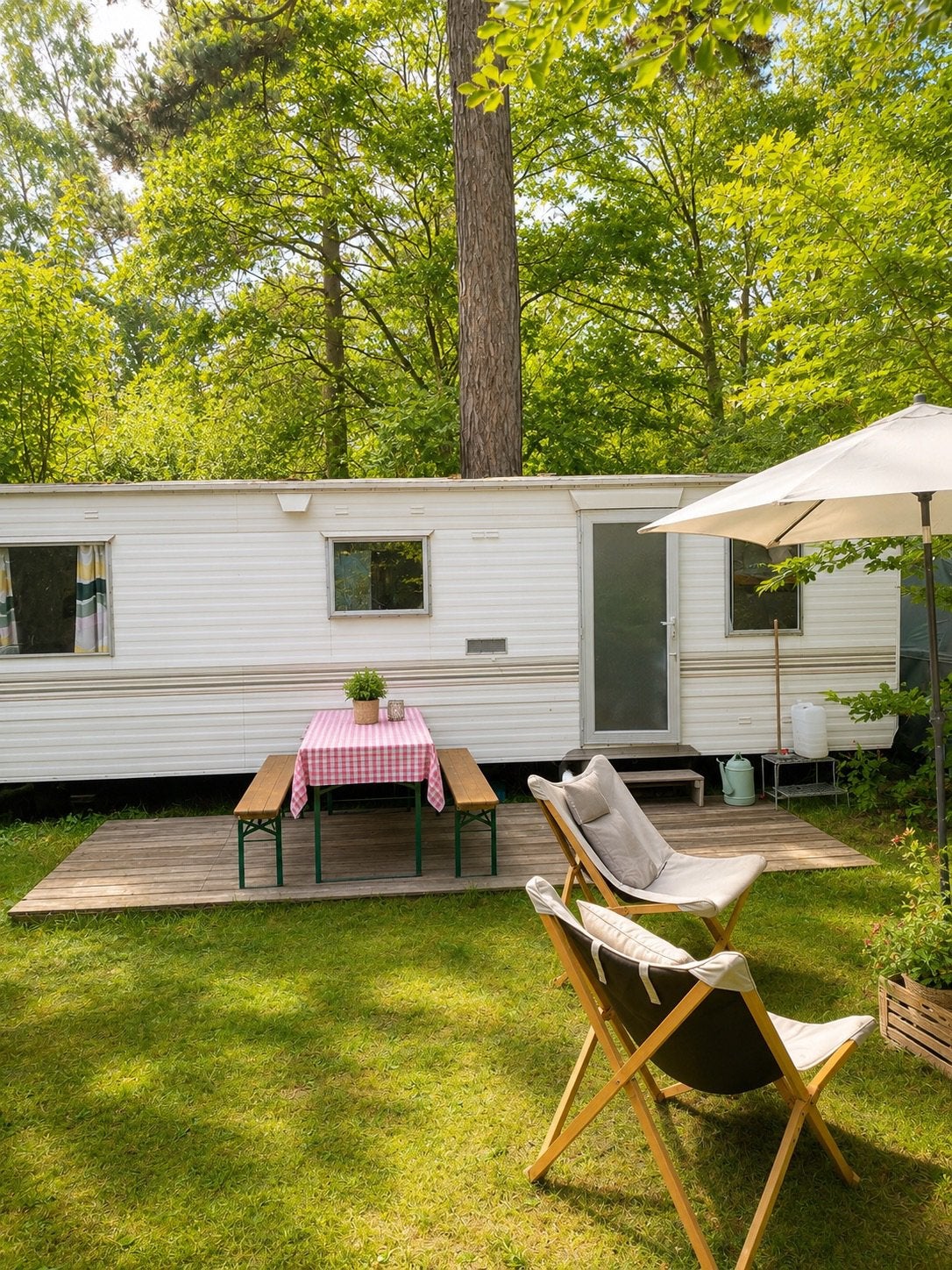 Stavaravan op Camping Bakkum met complete inventaris te koop, Caravans en Kamperen, Tot en met 5
