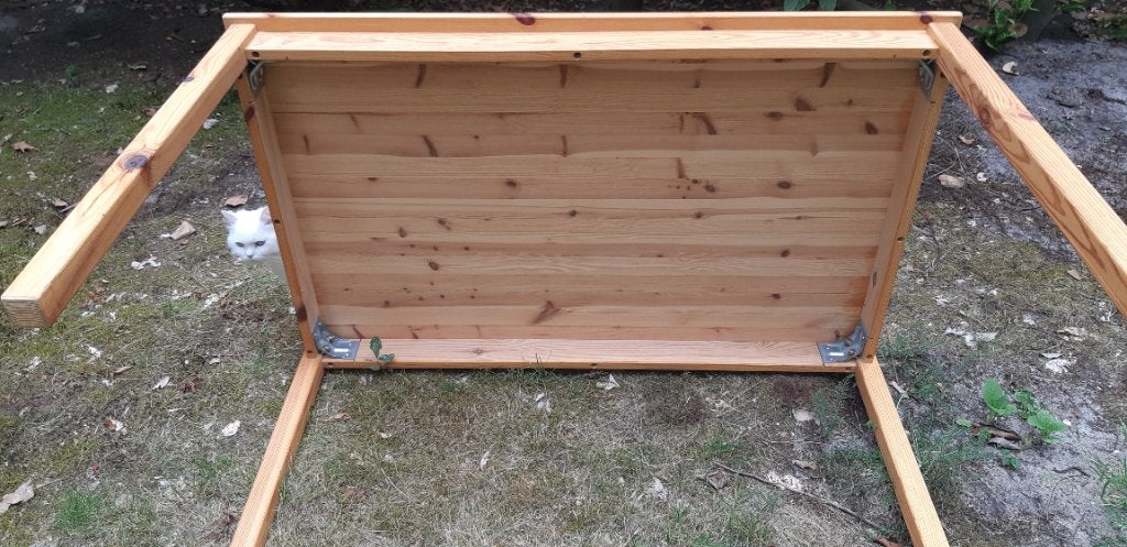 Massief houten grenen eettafel, Ophalen, Gebruikt, 100 tot 150 cm, 50 tot 100 cm