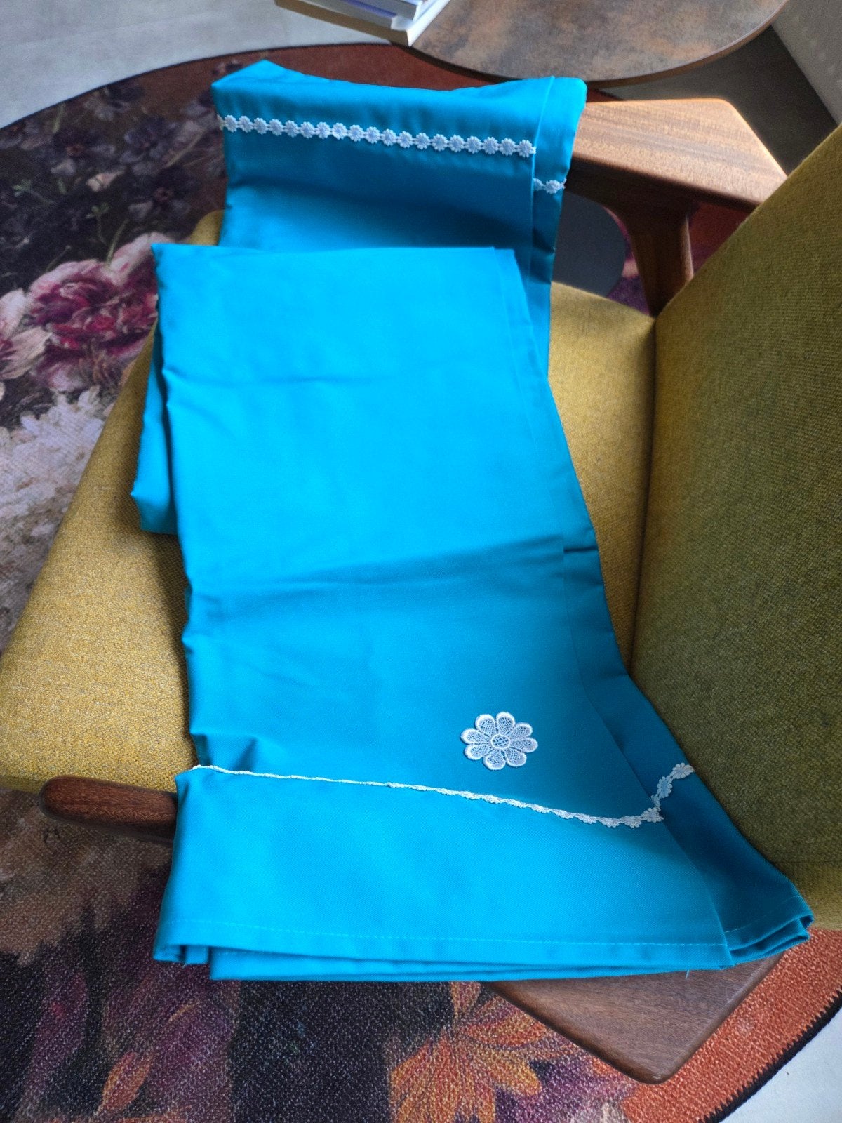 Tafelkleed 280 x140 cm aqua, Huis en Inrichting, Ophalen of Verzenden, Zo goed als nieuw, Rechthoek