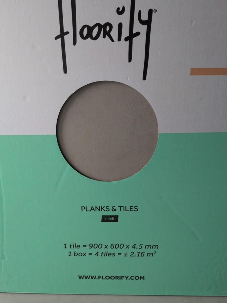 Floorify Rigid Vinyl Tegels F014 Sea Salt - 2.16 m², Ophalen, 40 tot 60 cm, Nieuw, Minder dan 5 m²