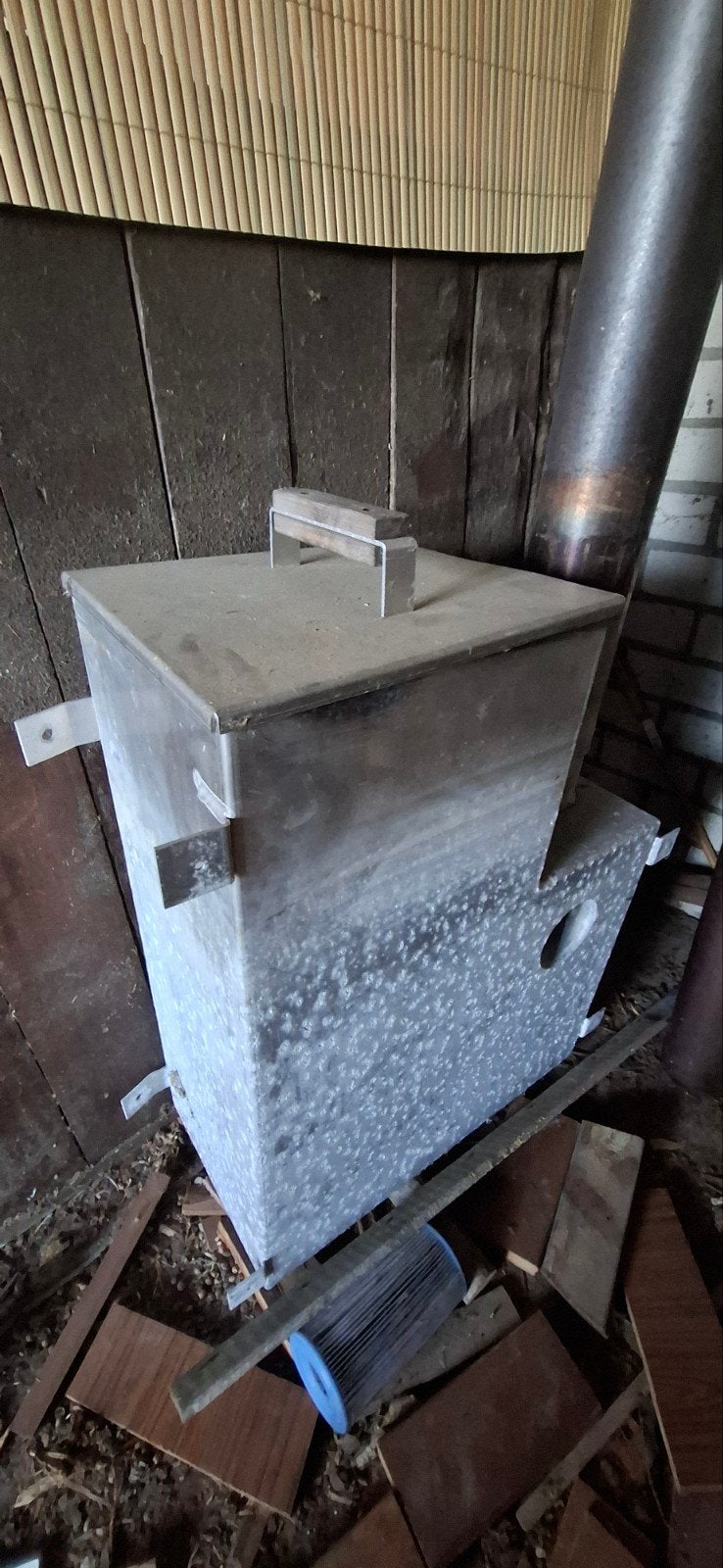 Houtgestookte interne kachel met schoorsteen voor hottub, Ophalen of Verzenden, Gebruikt, Vast