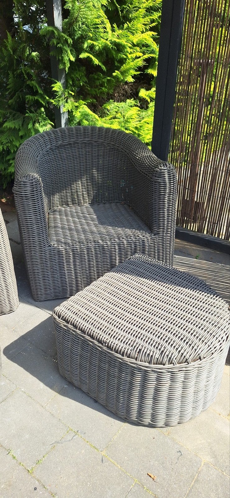 Wicker tuinstoelen/ fauteuils incl hockers, loungeset tuin, Ophalen, Zo goed als nieuw, Wicker