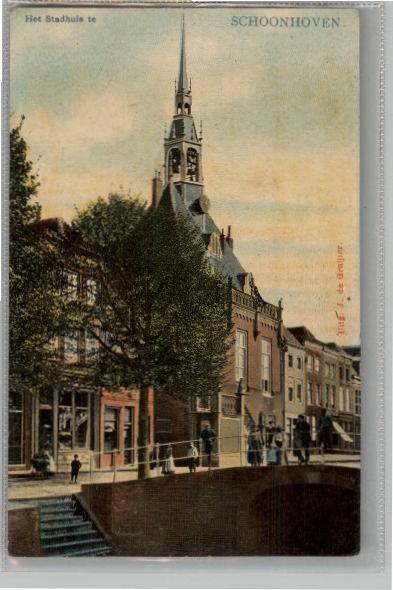 Schoonhoven Het Stadhuis uitg J. de Gruijter st 1907, Verzamelen, Ophalen of Verzenden, Voor 1920, Gelopen, Zuid-Holland