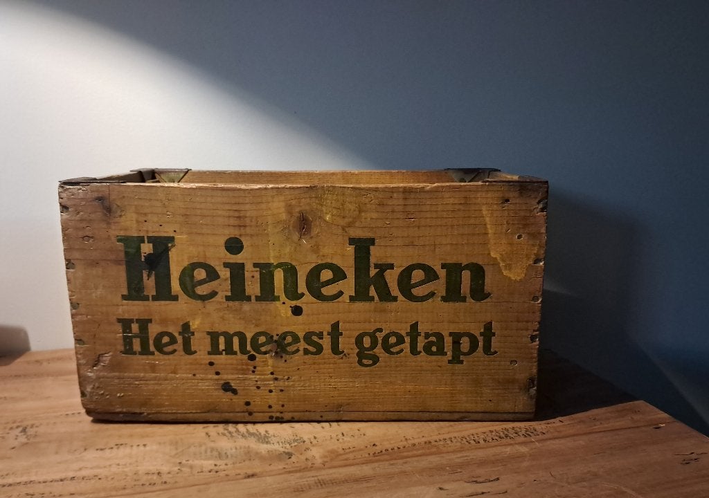 Vintage Heineken Bierkrat - Het meest getapt (1967), Verzamelen, Ophalen of Verzenden, Gebruikt, Gebruiksvoorwerp