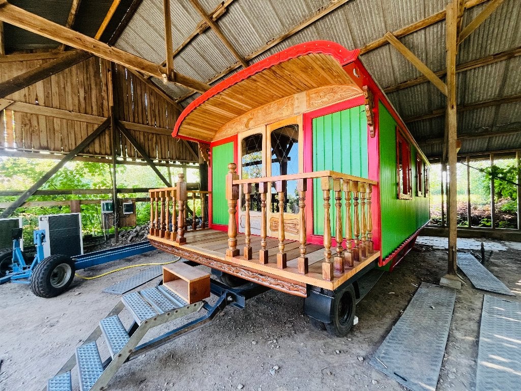 Te Koop unieke, extra brede Salonwagen, Woonwagen, Pipowagen, Ophalen, Gebruikt