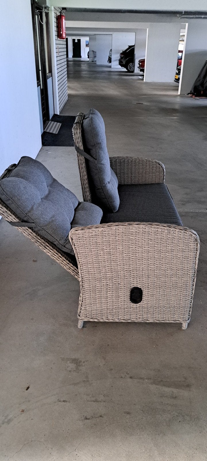 2-persoons loungebank met verstelbare rugleuningen, Ophalen, Gebruikt, Wicker