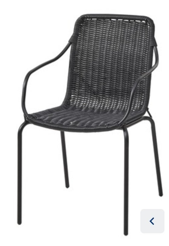 Zwarte tuinstoel wicker (denver gamma), Ophalen of Verzenden, Zo goed als nieuw, Wicker, Stapelbaar