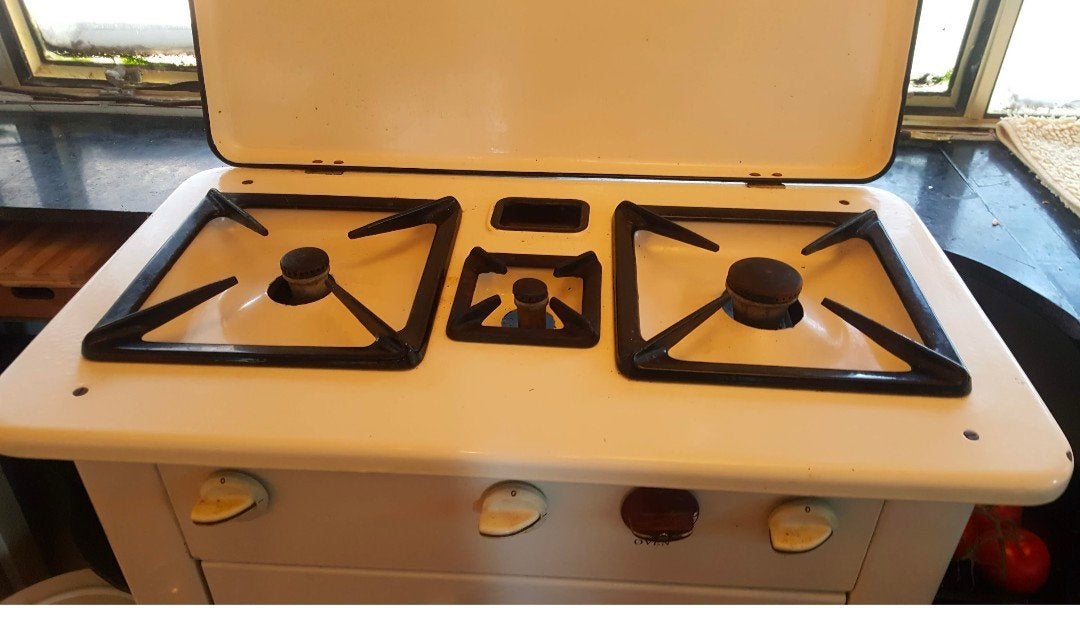Antiek Atag gasstel met oven., Witgoed en Apparatuur, Fornuizen, Ophalen, 4 kookzones, Gas, Vrijstaand
