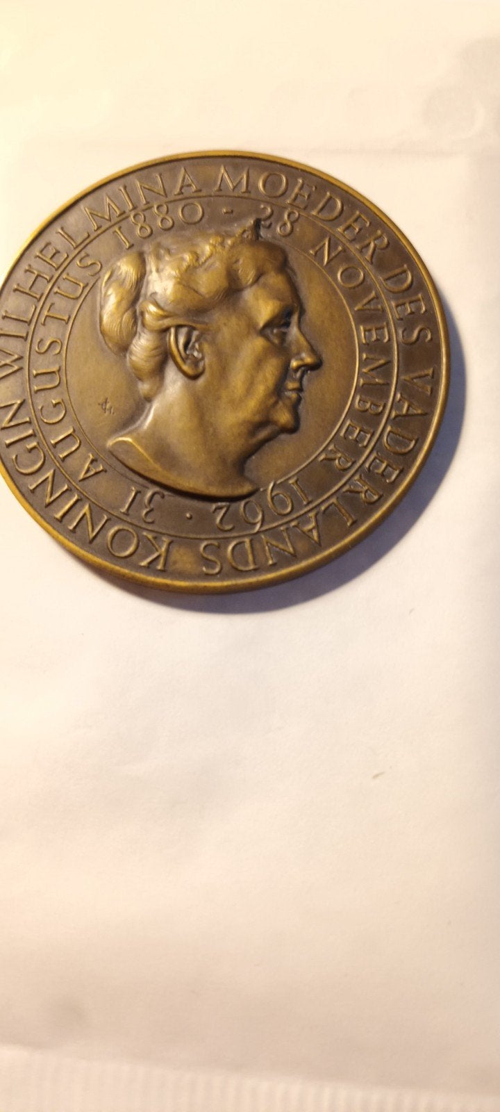 Bronzen herdenkingspenning Koningin Wilhelmina, Ophalen of Verzenden, Brons, Nederland