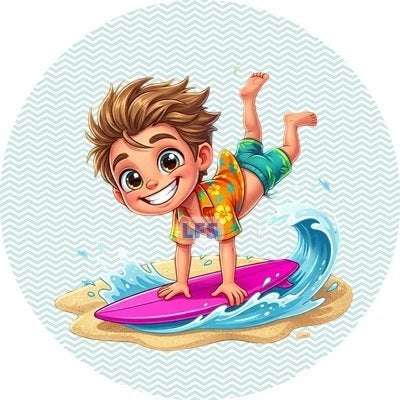L2958 icing frosting surf jongen 20cm eetbare taart print, Ophalen of Verzenden, Nieuw, Taarten, Versiering