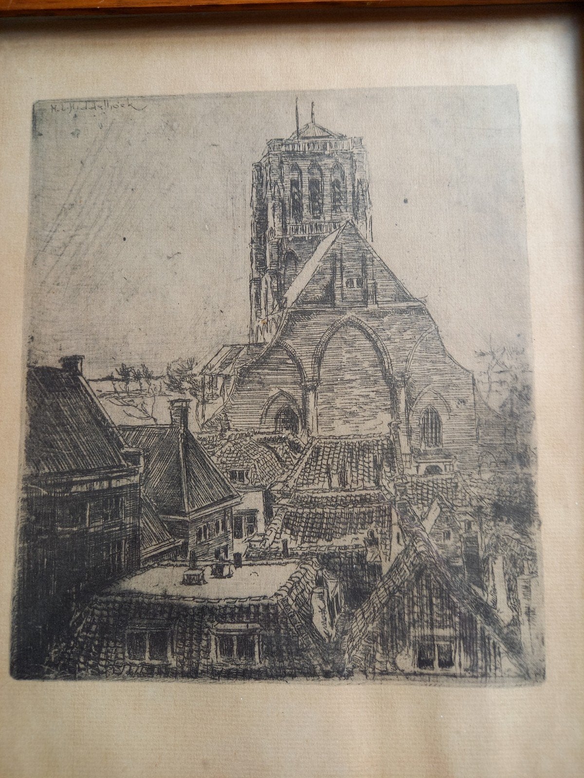 Originele ets van Martinus Leonardus Middelhoek., Antiek en Kunst, Ophalen of Verzenden
