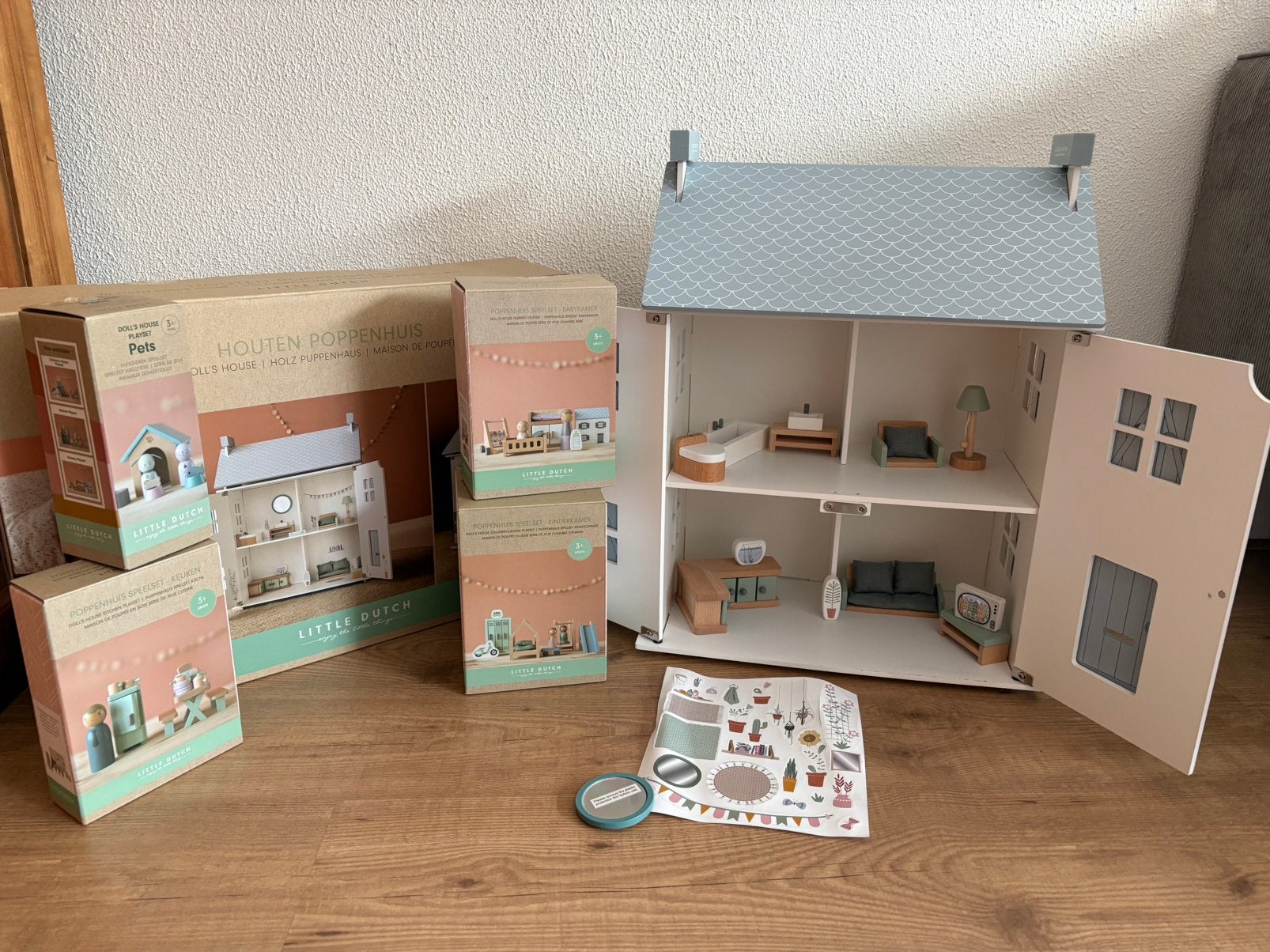 Little Dutch houten poppenhuis met uitbreidingen, Ophalen, Gebruikt, Poppenhuis