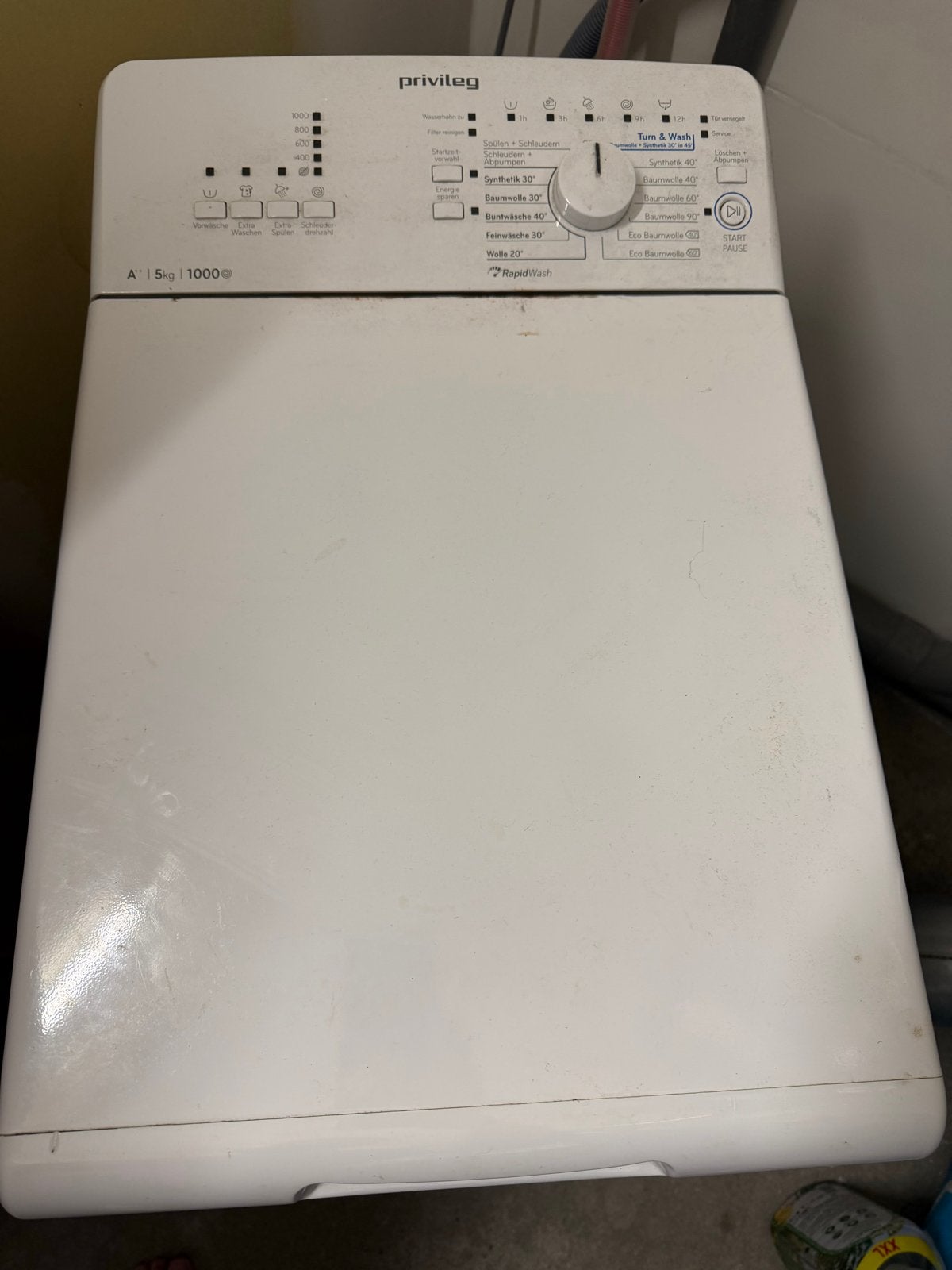 Privileg Bovenlader Wasmachine A+ 5kg 1000 toeren, Ophalen, 4 tot 6 kg, Bovenlader, Energieklasse A of zuiniger