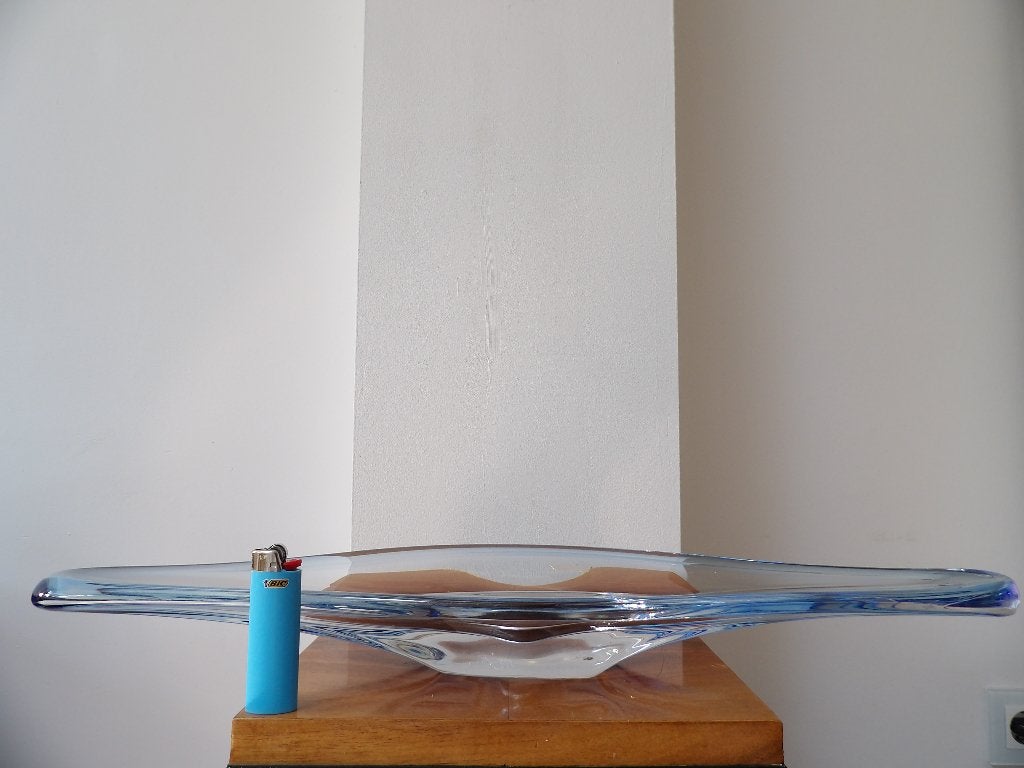 Val st Lambert XL Schaal Blauw, Rene Delvenne