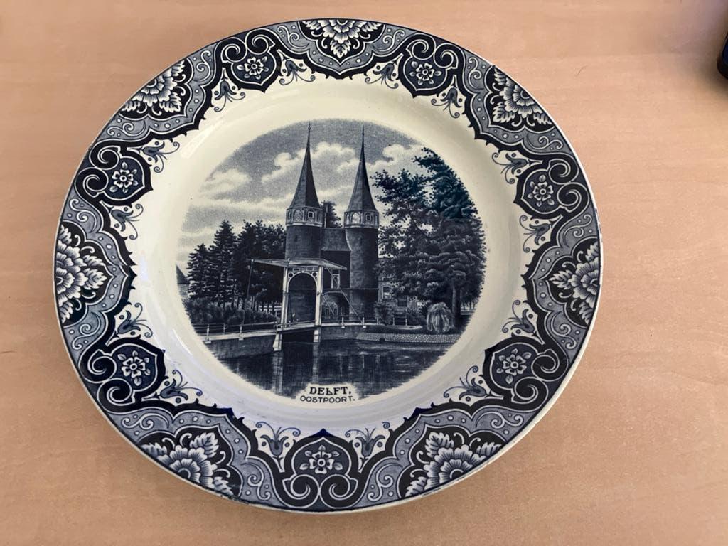 Antiek Delfts Blauw Bord - J. Renaud - Societé Céramique, Antiek en Kunst, Antiek | Wandborden en Tegels, Ophalen of Verzenden
