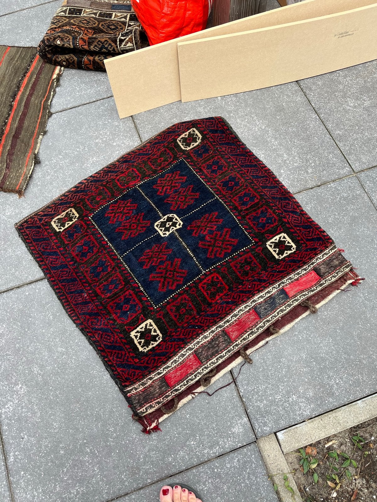 Vintage Handgeknoopt wandTapijt - Diverse Patronen, Ophalen, Gebruikt, 50 tot 100 cm, Vierkant