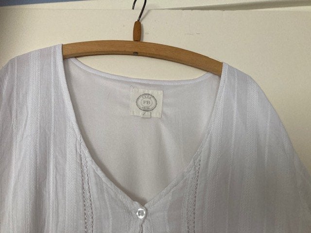 Witte katoenen blouse Patty Brard, 38, Maat 38/40 (M), Wit, Ophalen of Verzenden, Zo goed als nieuw