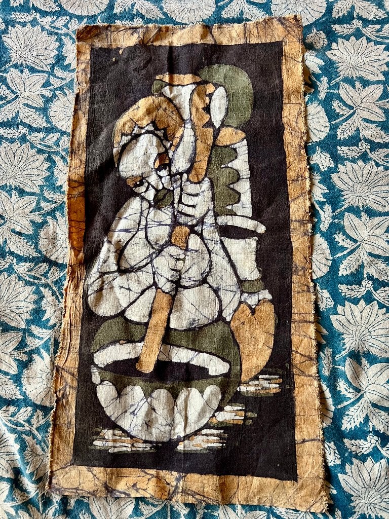 Vintage retro Afrikaanse batik kunst tribal wanddecoratie, Wanddecoratie, Textiel, Ophalen of Verzenden, Indonesië