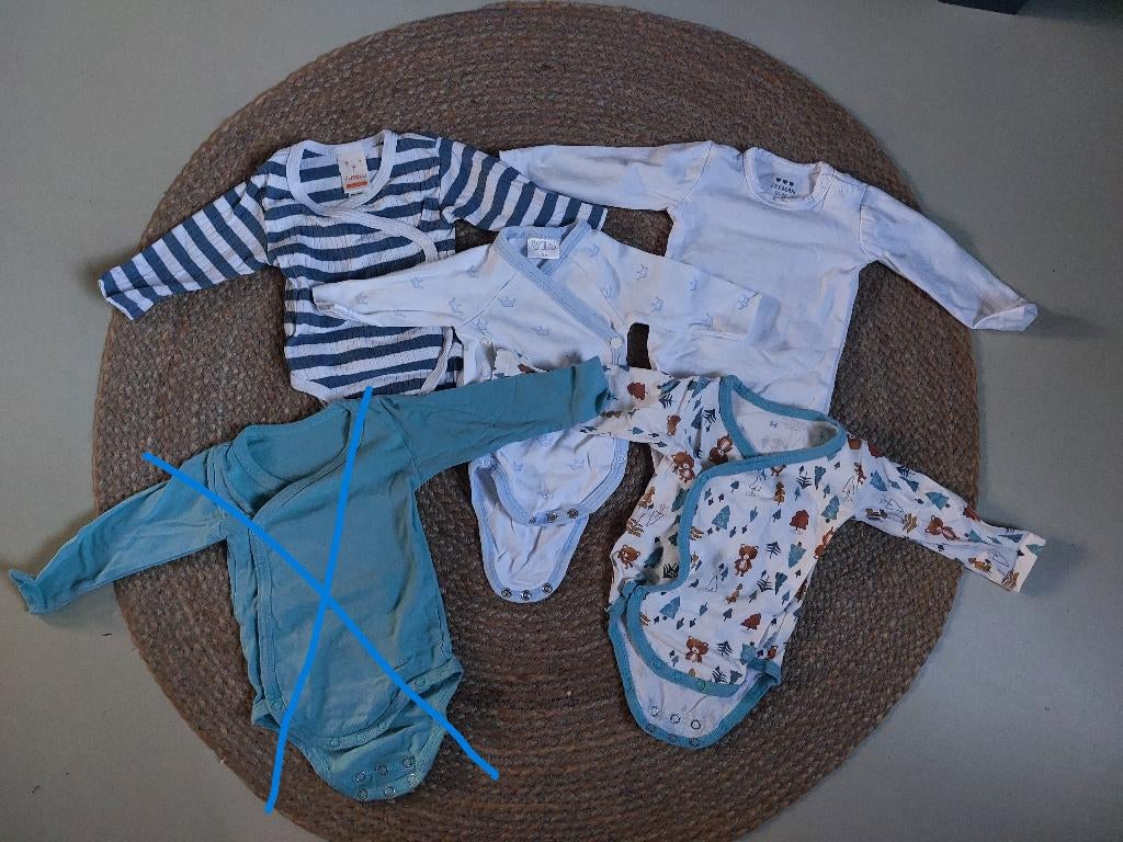 Vier rompers lange mouw - mt 50-56, Ophalen of Verzenden, Gebruikt, Jongetje of Meisje, Nacht- of Onderkleding